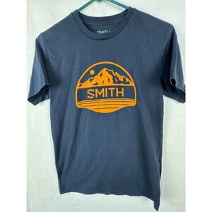 Smith T-Shirt Mens Small Black Mountain Graphic Logo Short Sleeve Cotton Tee